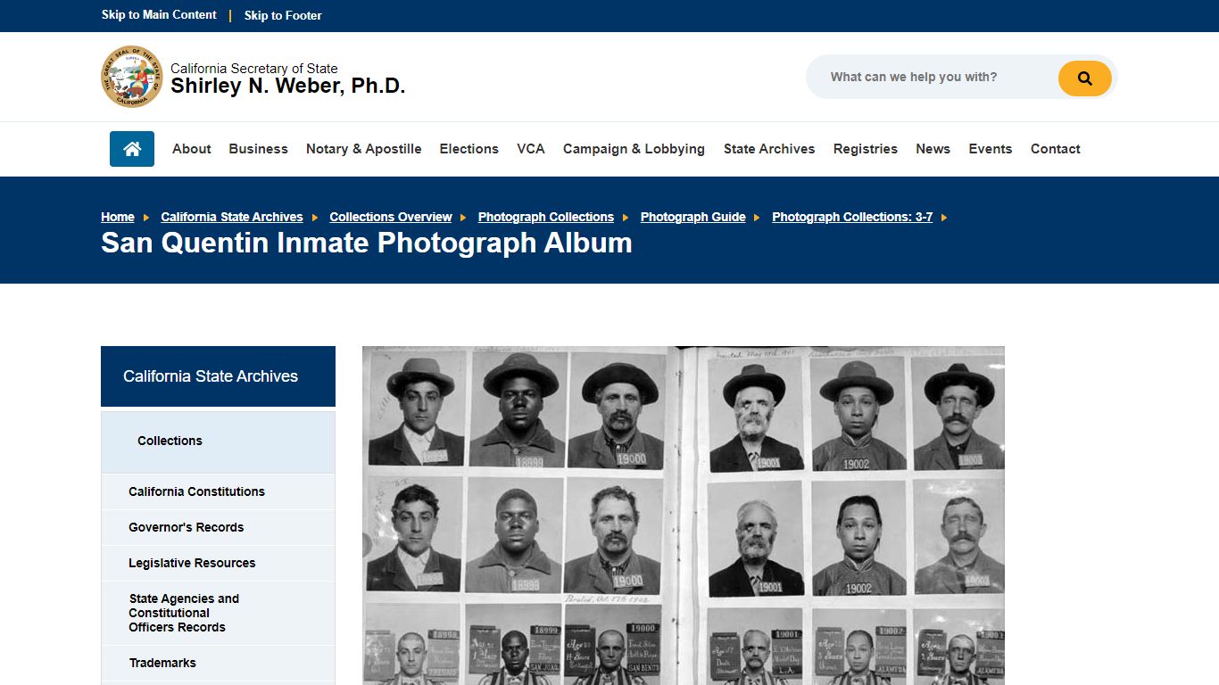 San Quentin Inmate Photograph Album - California Secretary of State
